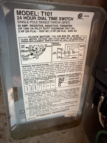 Intermatic t101 timer wall - t101,